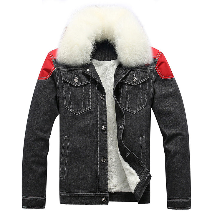 Herren Jeansjacke mit Teddyfutter, Kunstfellkragen und Used-Details Echoarchiv