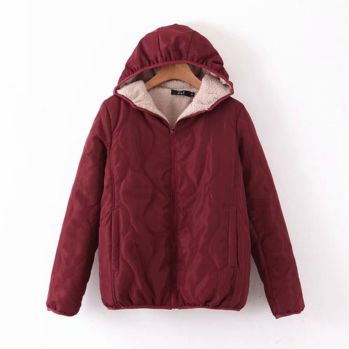 Damen gepolsterte Kapuzenjacke mit Teddyfutter und Wellensteppung – Avérine