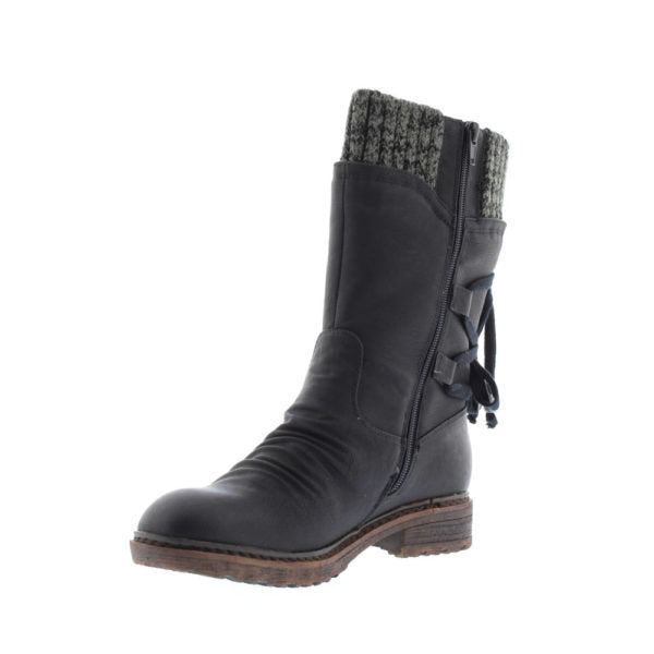 Damen nan gefütterte Schnür-Ankleboots mit gestrickter Schaftröhre, dekorativer Quaste und Nieten-Detail Echo Archiv