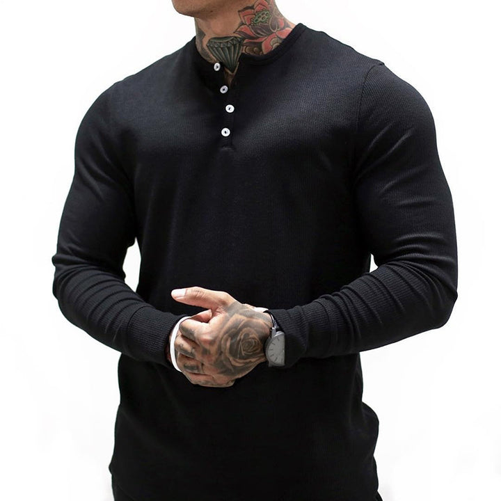 Herren elegantes Langarmshirt mit Knopfverschluss Echoarchiv