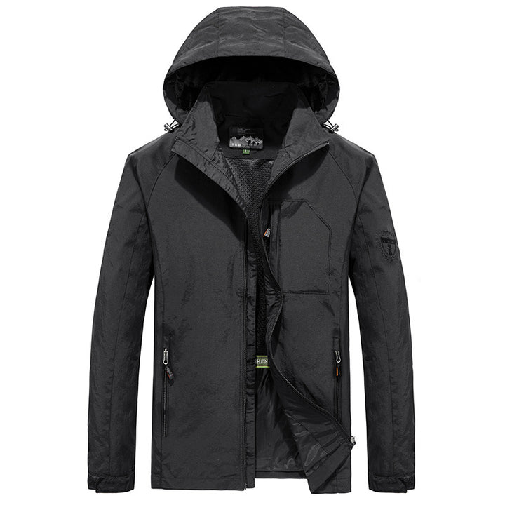 Herren Leichte Softshell-Outdoorjacke mit Kapuze, atmungsaktivem Meshfutter und Reißverschlussbrusttasche Echoarchiv