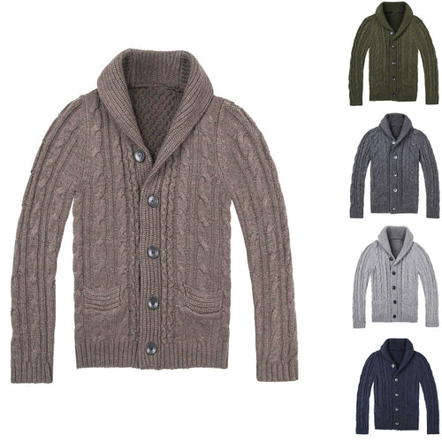 Herren Strickjacke mit klassischem Zopfmuster und praktischen Taschen Echoarchiv