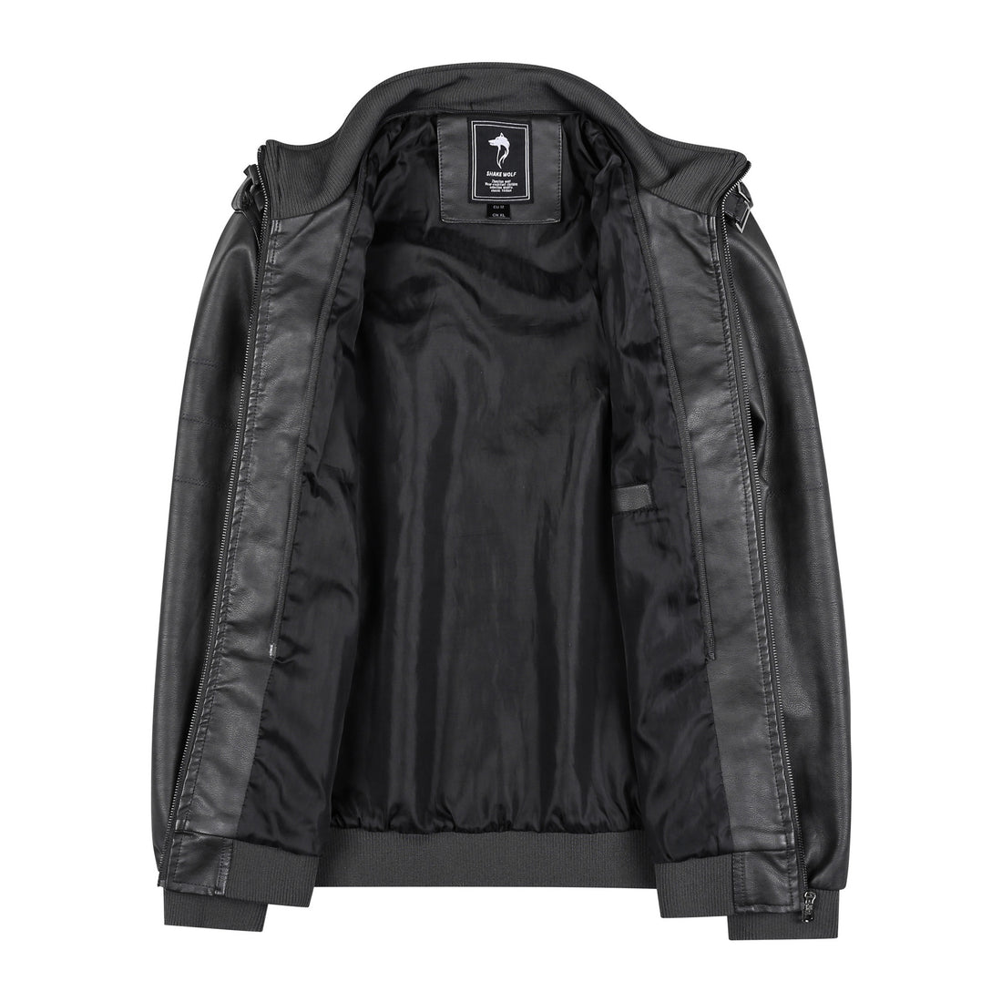 Herren Lederjacke im Biker-Stil mit Stehkragen, Reißverschluss-Taschen und elastischen Bündchen Echoarchiv