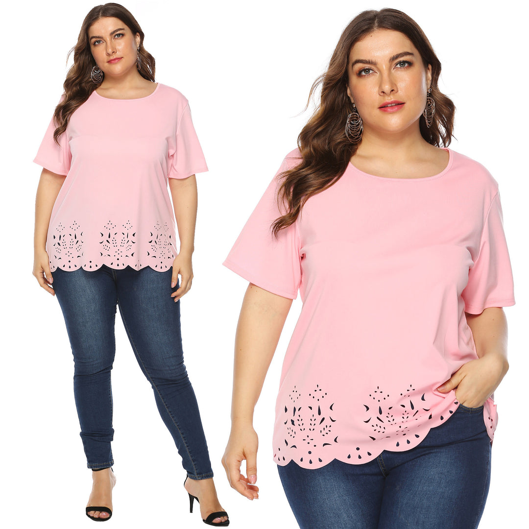 Damen modisches T-Shirt mit filigranem Lochmuster Echo Archiv