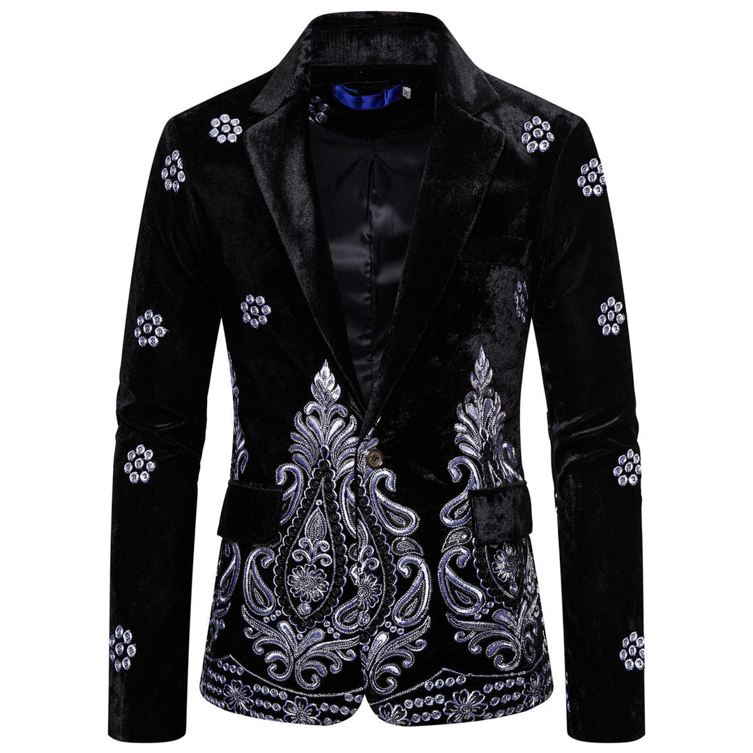 Herren edler Brokatblazer mit kunstvollem Stickdesign und luxuriösem Innenfutter Echoarchiv