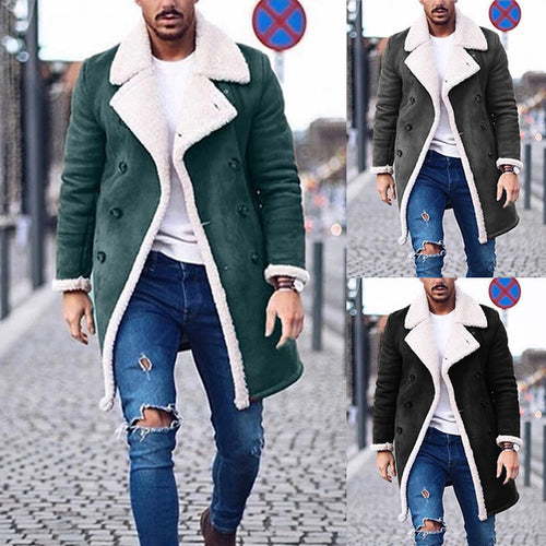 Herren Lammfell-Mantel mit hohem Kragen und eleganter Wollverarbeitung Echoarchiv