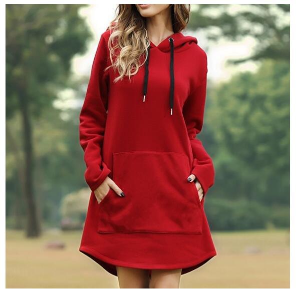Damen nan Kapuzenkleid aus Sweatstoff, oversized Schnitt mit Kängurutasche Echo Archiv