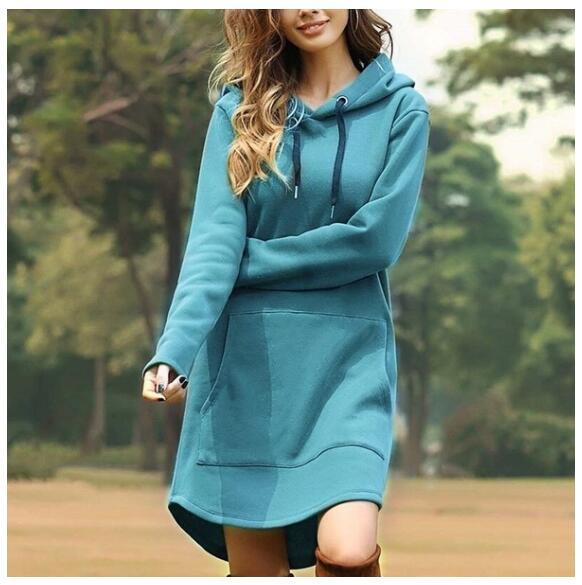 Damen nan Kapuzenkleid aus Sweatstoff, oversized Schnitt mit Kängurutasche Echo Archiv
