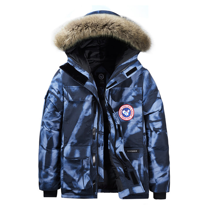 Herren Thermo-Parka mit abnehmbarer Kapuze und Fellkragen – Marzano