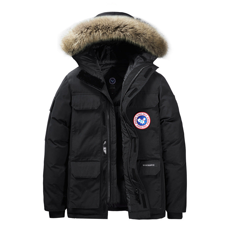 Herren Thermo-Parka mit abnehmbarer Kapuze und Fellkragen – Marzano