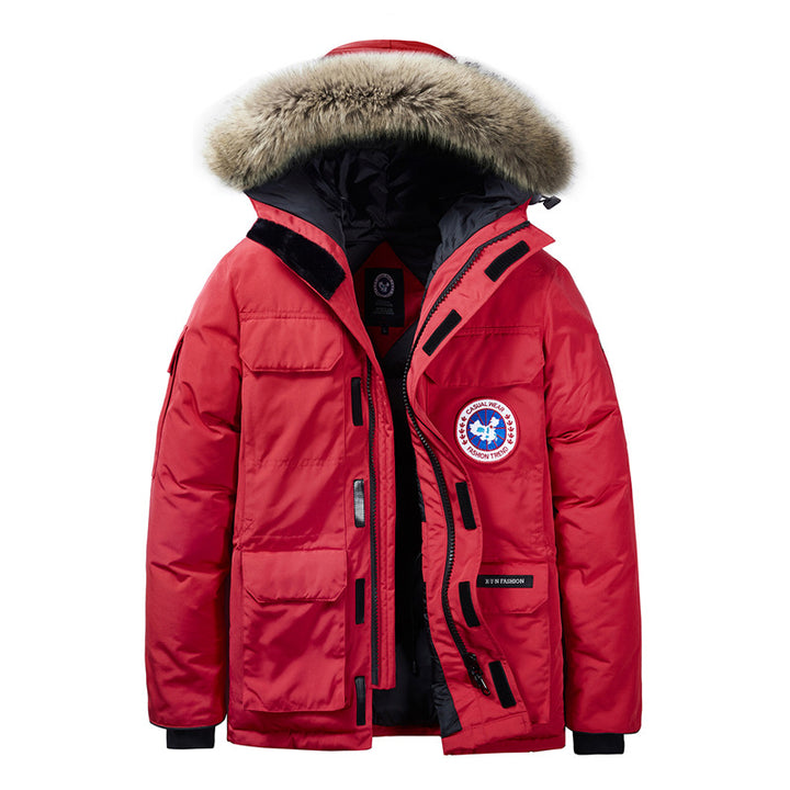 Herren Thermo-Parka mit abnehmbarer Kapuze und Fellkragen – Marzano