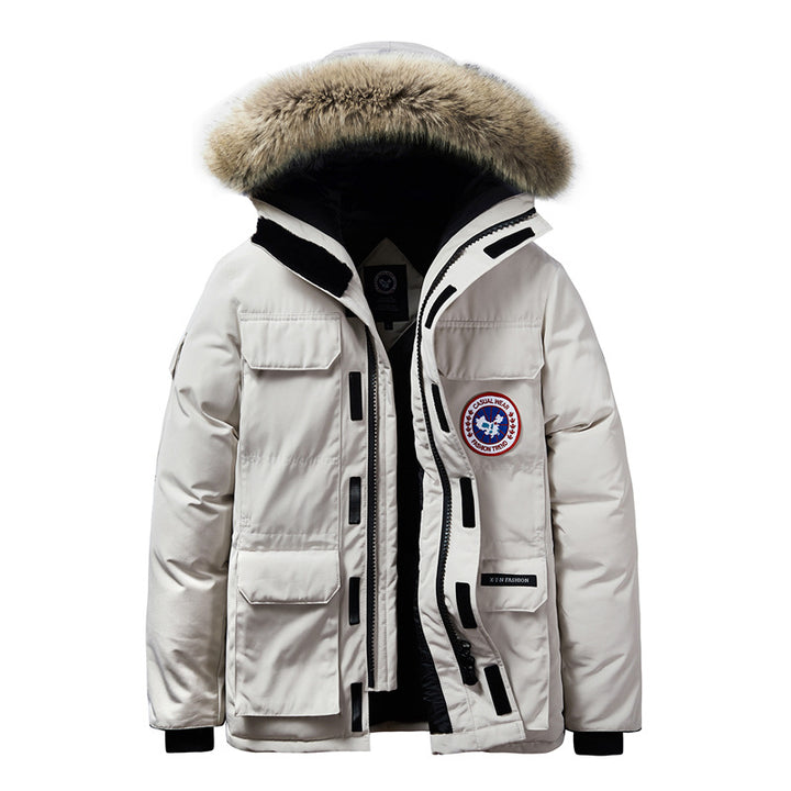 Herren Thermo-Parka mit abnehmbarer Kapuze und Fellkragen – Marzano