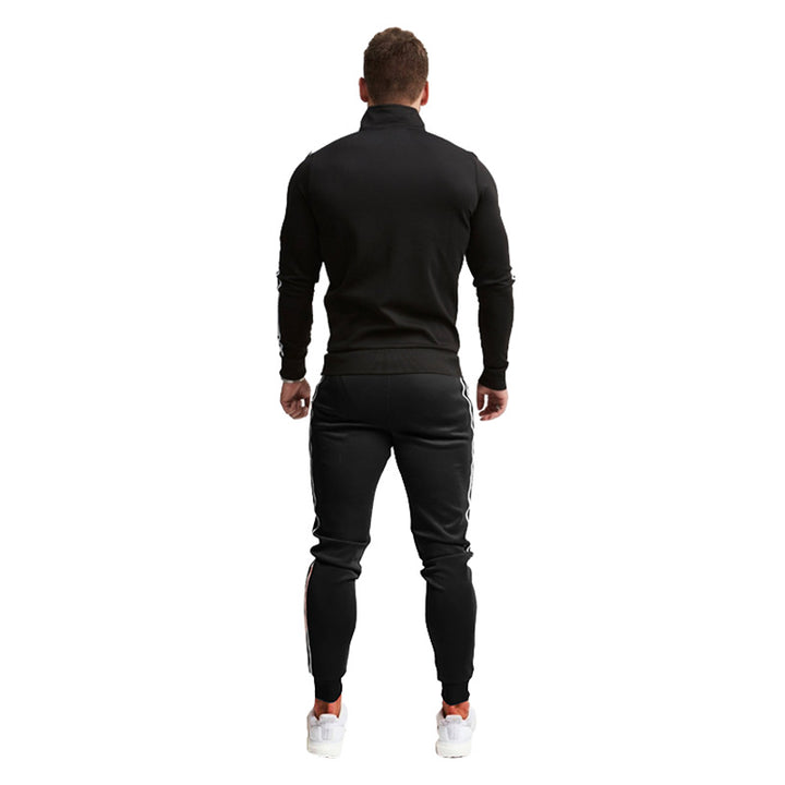 Herren Athletischer Slim-Fit Trainingsanzug mit Stehkragen, Zip-Jacke und Jogger mit Seitenstreifen Echo Archiv