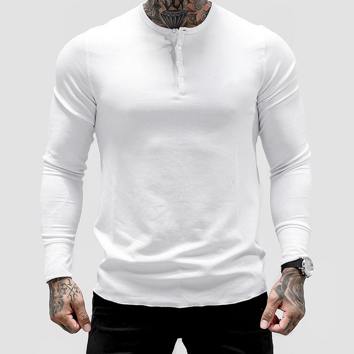 Herren elegantes Langarmshirt mit Knopfverschluss Echoarchiv