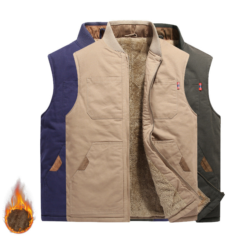 Herren Robust gefütterte Canvas-Arbeitweste mit Rautenstepp-Innenfutter und Brusttaschen – Marzano