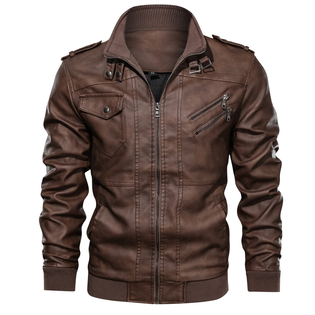 Herren Stilvolle Kunstlederjacke mit integrierter Kapuze Echo Archiv