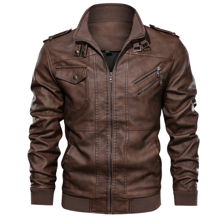 Herren Stilvolle Kunstlederjacke mit integrierter Kapuze Echo Archiv