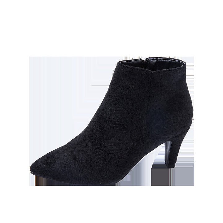 Damen nan spitze Knöchelstiefelette in Wildlederoptik mit schmalem Stilettoabsatz und seitlichem Reißverschluss Echo Archiv