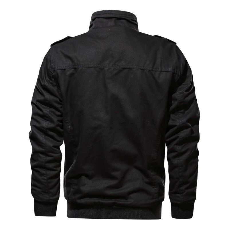 Herren Military-inspirierte Field-Bomberjacke mit Stehkragen, Schulterklappen & wattierter Innenlage Echoarchiv