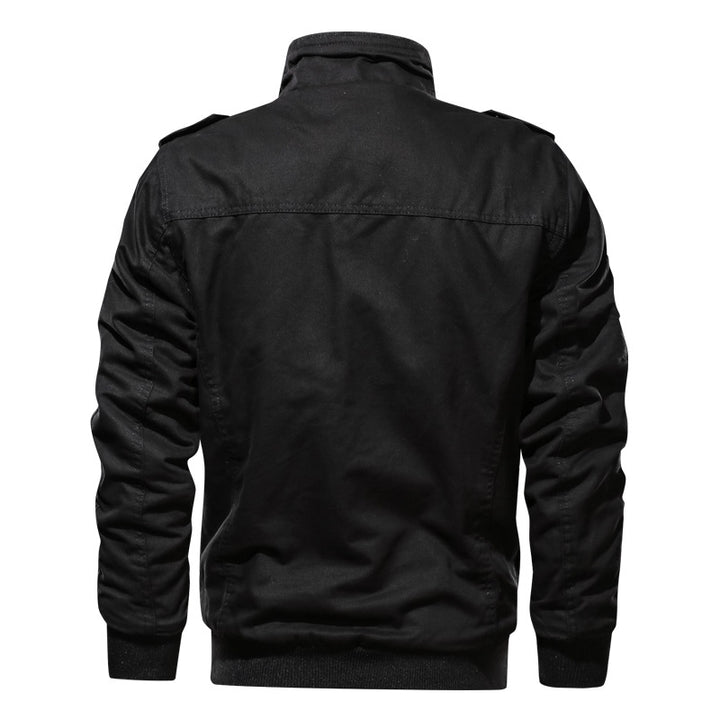 Herren Military-inspirierte Field-Bomberjacke mit Stehkragen, Schulterklappen & wattierter Innenlage Echoarchiv