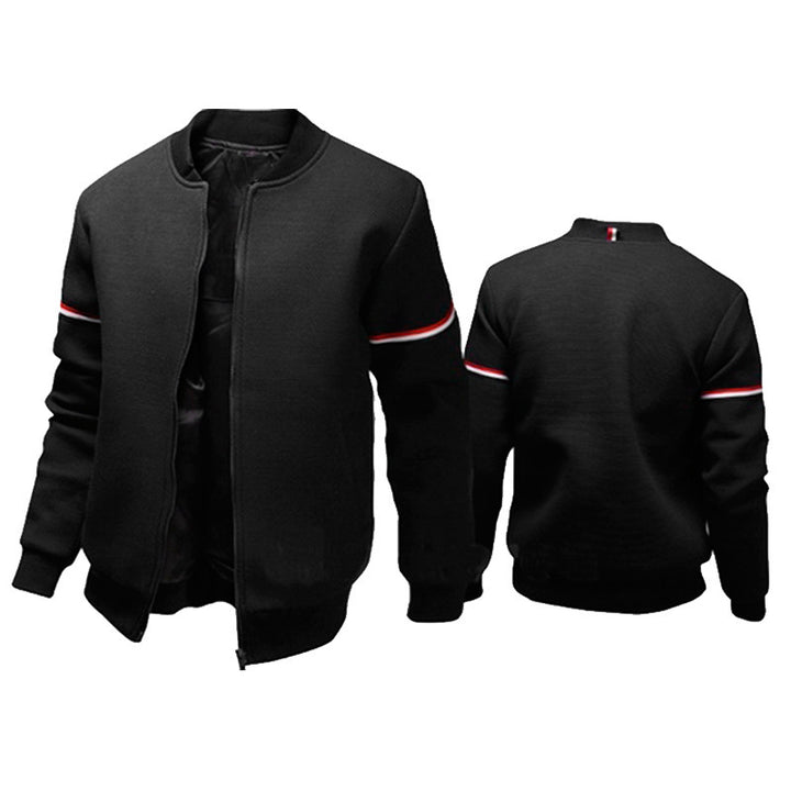 Herren sportliche Zip-Jacke mit strukturierter Oberfläche und Kontraststreifen Echoarchiv