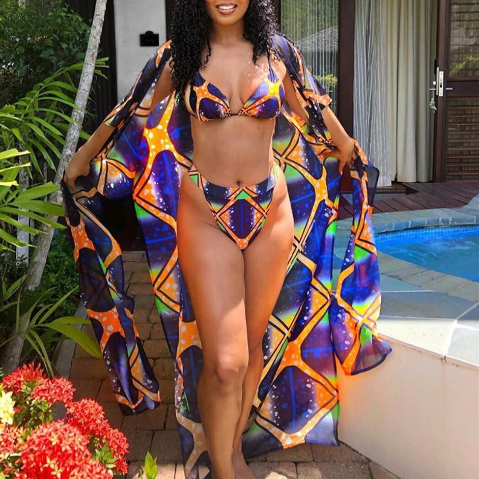 Damen Bikiniset mit leichtem Cover-Up und modernem geometrischem Design Echo Archiv