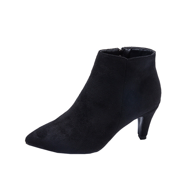Damen nan spitze Knöchelstiefelette in Wildlederoptik mit schmalem Stilettoabsatz und seitlichem Reißverschluss Echo Archiv
