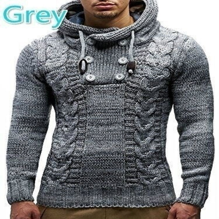 Herren Strickpullover mit hochschließendem Kragen und markantem Zopfmuster Echoarchiv