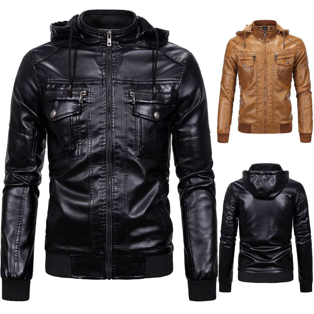 Herren Kunstlederjacke mit kuscheligem Innenfutter und praktischen Taschen Echoarchiv