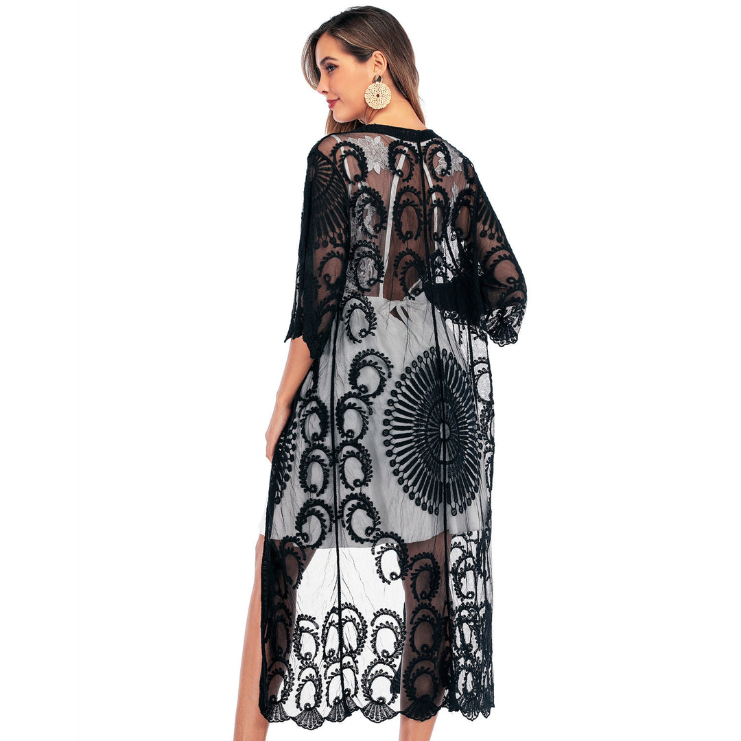 Damen Häkelstrandüberwurf mit elegantem floralem Design und lässigem Schnitt Echo Archiv