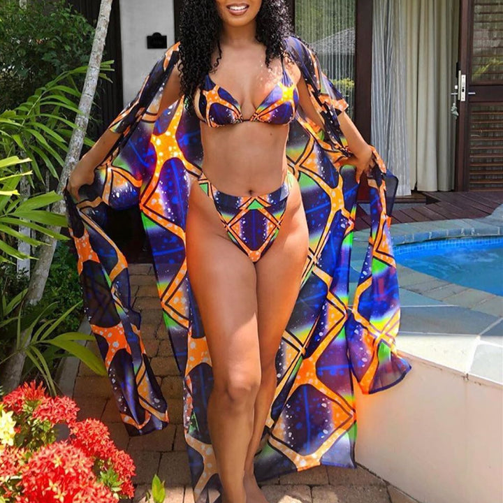 Damen Bikiniset mit leichtem Cover-Up und modernem geometrischem Design Echo Archiv