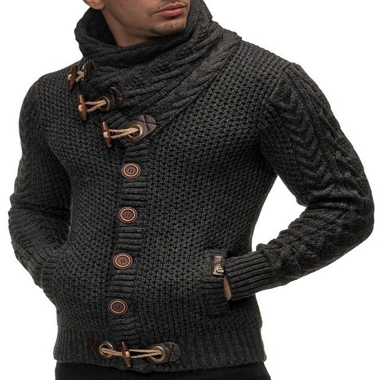 Herren Strickjacke mit kreativer Knopfleiste und hohem Kragen Echoarchiv