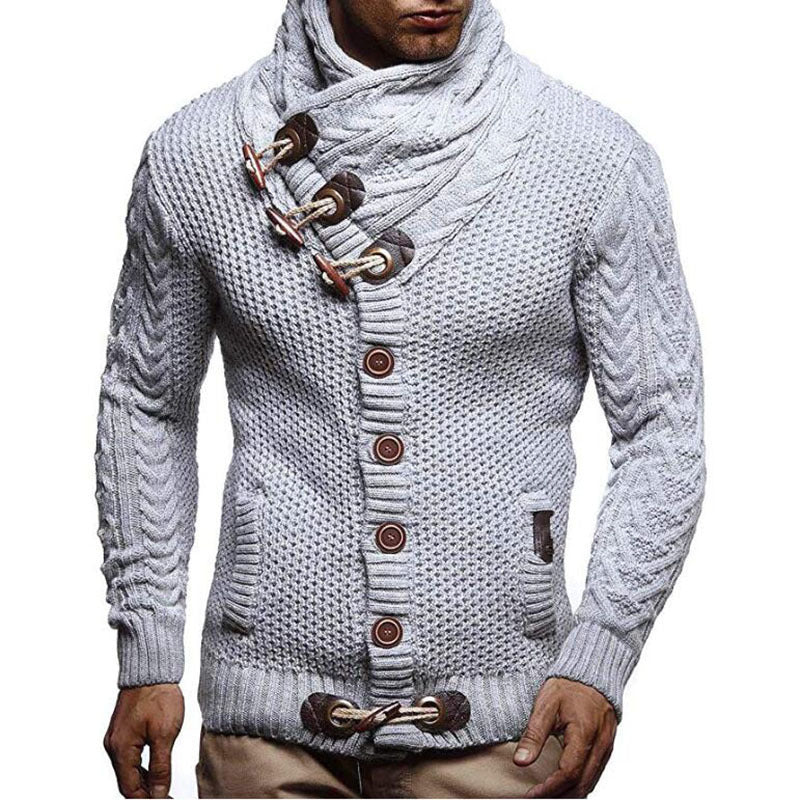 Herren Strickjacke mit kreativer Knopfleiste und hohem Kragen Echoarchiv