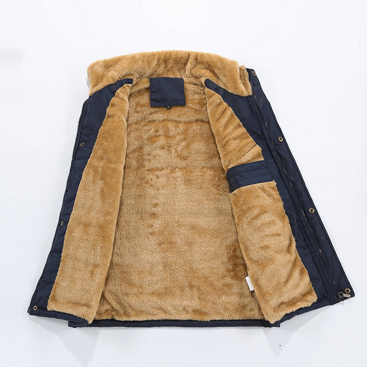 Herren Gefütterte Steppweste mit Teddyfutter, hohem Stehkragen und Multifachtaschen Echoarchiv
