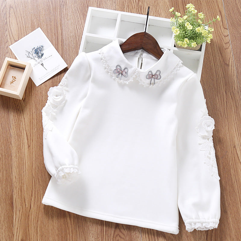 Mädchen modisches Sweatshirt mit elegantem Spitzenbesatz Echo Archiv