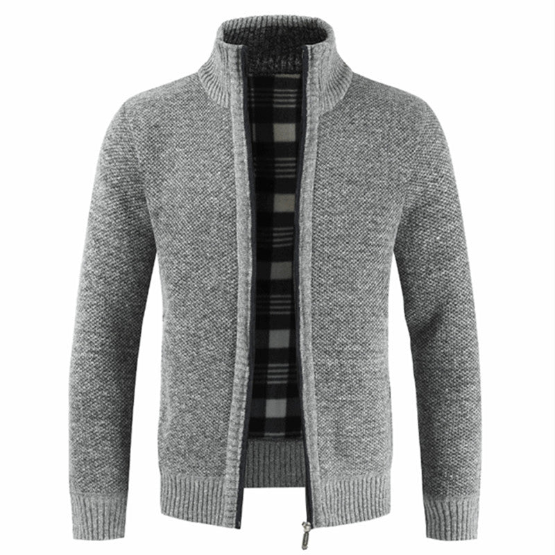 Herren Strickjacke mit hohem Kragen und plüschigen Innenfutter Echoarchiv