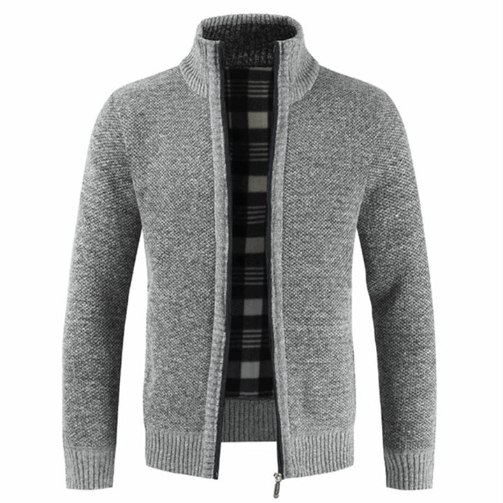 Herren Strickjacke mit hohem Kragen und plüschigen Innenfutter Echoarchiv