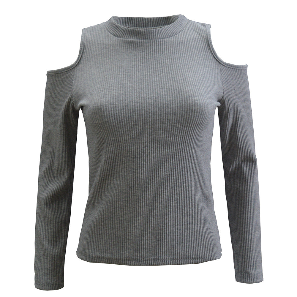 Damen Rippstrick-Top mit Stehkragen, Cut-Out-Schultern & taillierter Passform Echoarchiv