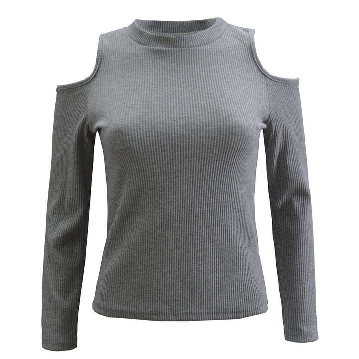 Damen Rippstrick-Top mit Stehkragen, Cut-Out-Schultern & taillierter Passform Echoarchiv