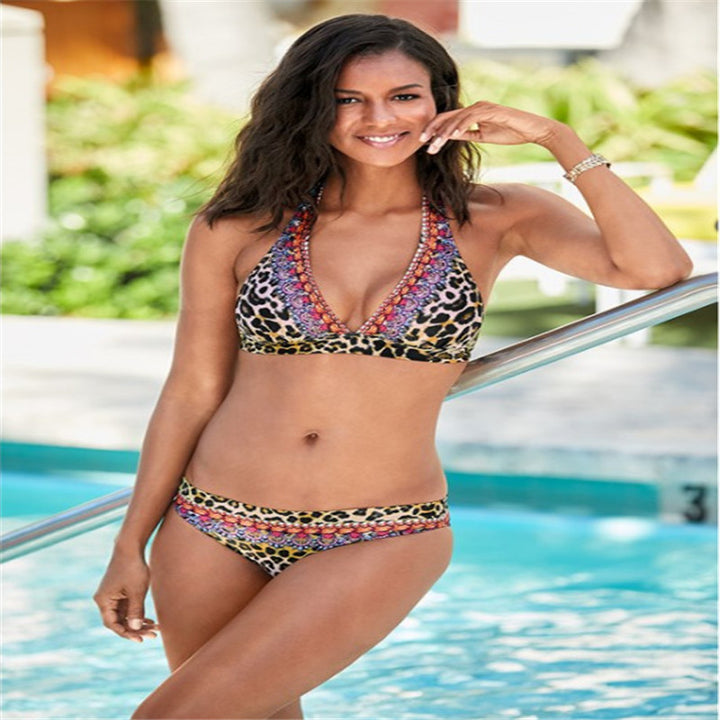 Damen Triangel-Bikini-Set mit auffälligen Mustern und verstellbaren Bindebändern Echo Archiv