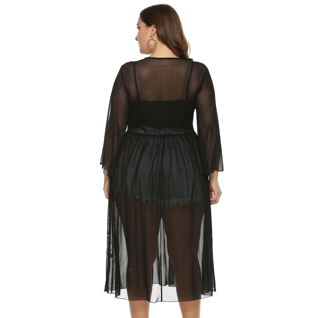 Damen transparenter Strandüberwurf mit animalischem Motiv Echo Archiv