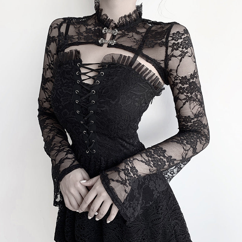 Damen Spitzenoberteil mit eleganten langen Ärmeln Echo Archiv