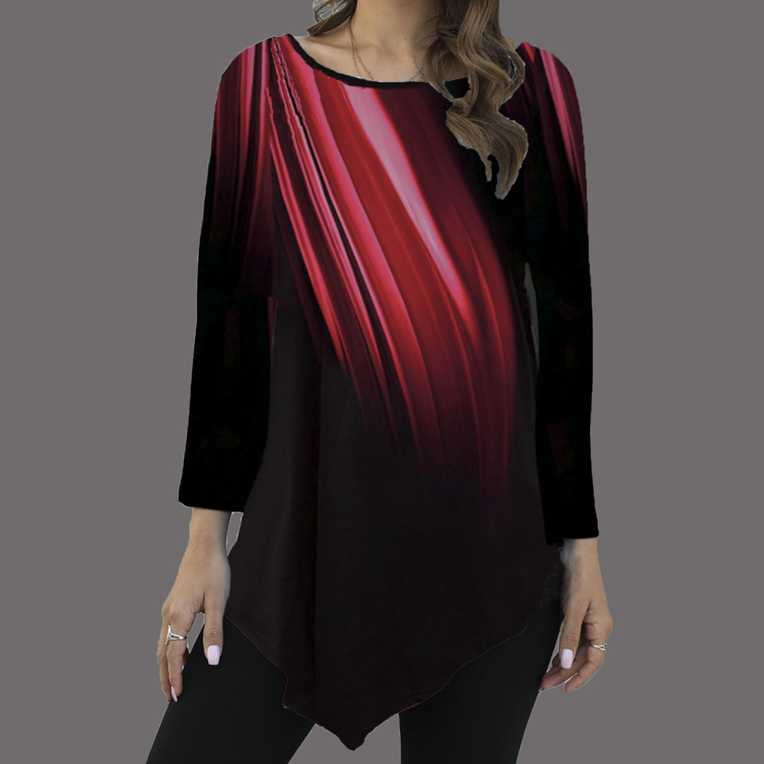 Damen Asymmetrische Tunika mit Zipfelsaum und abstraktem Verlaufprint – Avérine
