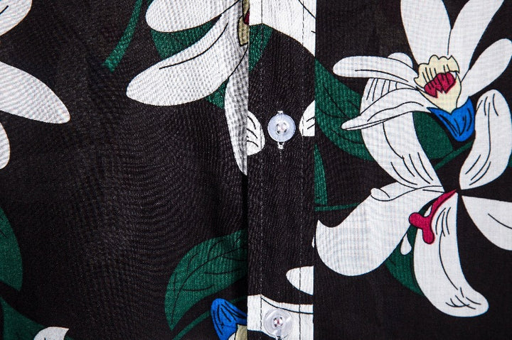 Herren Kurzarmhemd mit floralem Design und atmungsaktiver Baumwollqualität Echoarchiv