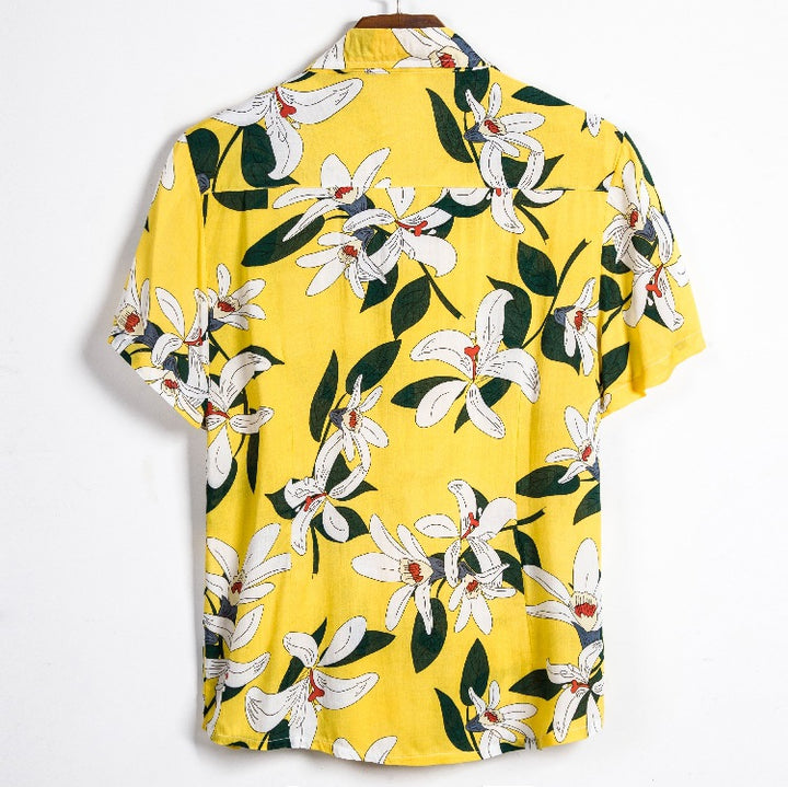 Herren Kurzarmhemd mit floralen Mustern und luftigem Stoff Echoarchiv