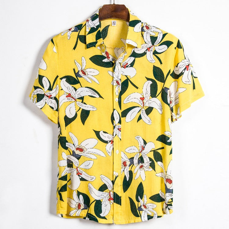 Herren Kurzarmhemd mit floralen Mustern und luftigem Stoff Echoarchiv