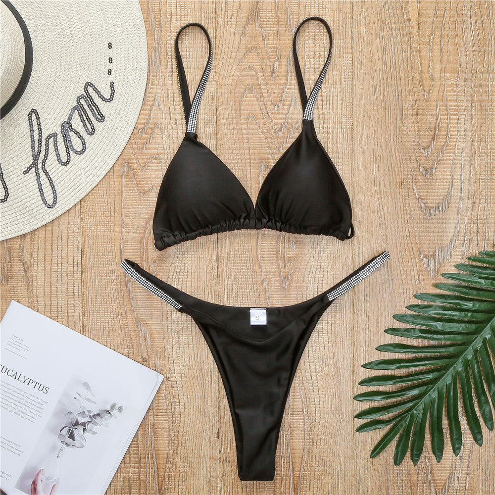 Damen Sportliches Triangel-Bikini-Set mit glamourösen Strassdetails Echo Archiv