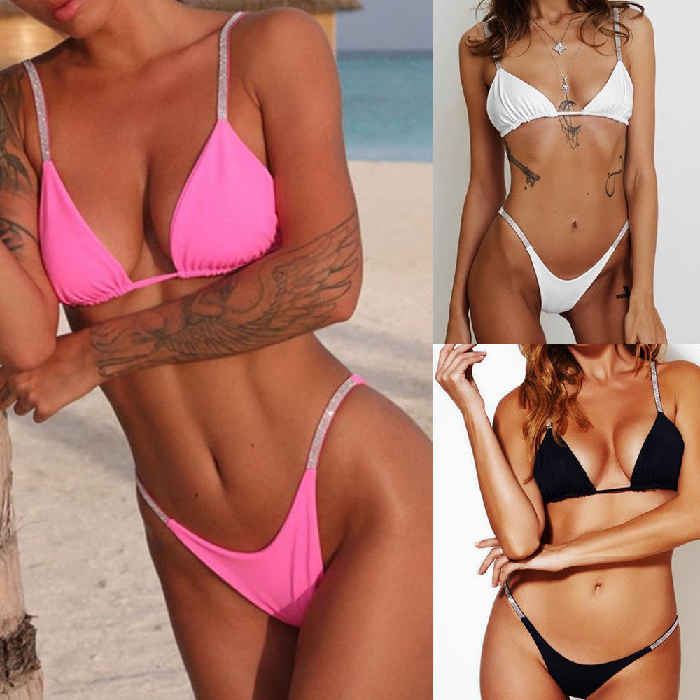 Damen Sportliches Triangel-Bikini-Set mit glamourösen Strassdetails Echo Archiv