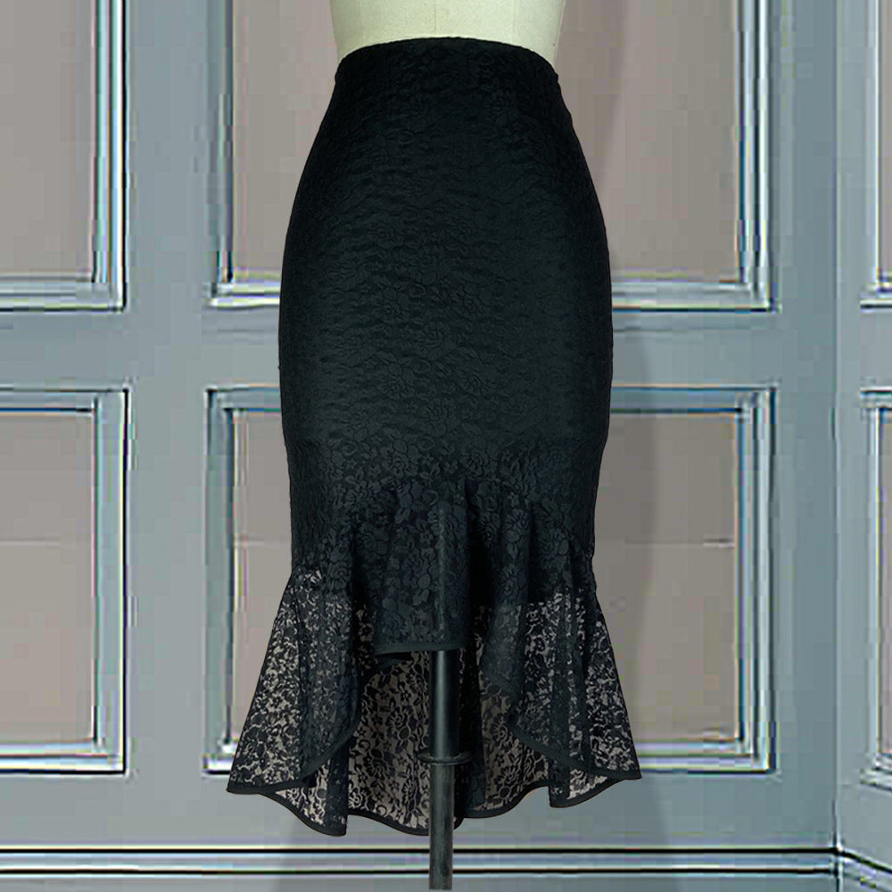 Damen eleganter Wickelrock mit filigranem Spitzenbesatz Echo Archiv