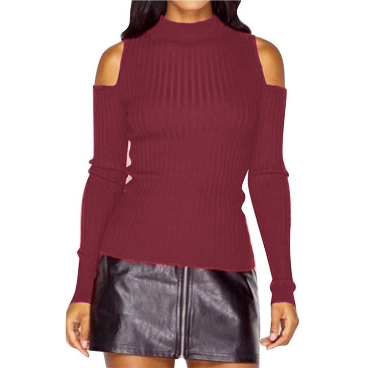 Damen Rippstrick-Top mit Stehkragen, Cut-Out-Schultern & taillierter Passform Echoarchiv